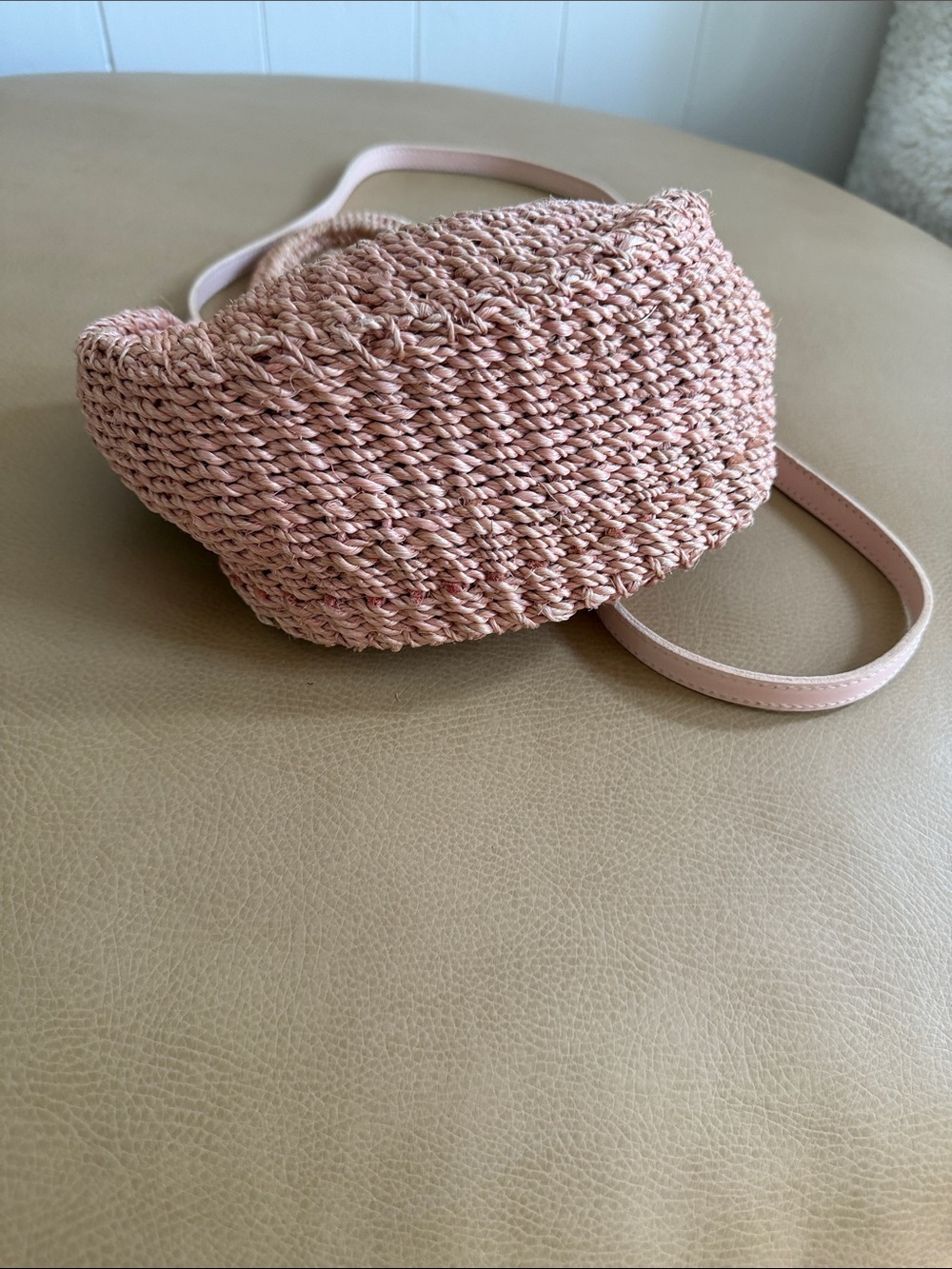 Clare V. Woven Round Crossbody Bag in Blush Pink - Picture 4 of 4